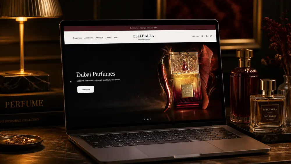 Belle Aura 52 luxury fragrance Shopify commerce website